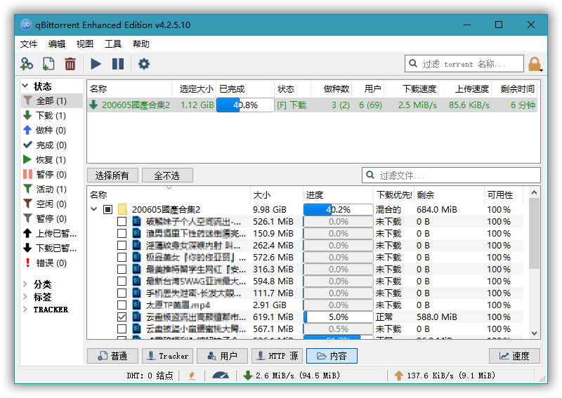 图片[1]-qBittorrent(BT下载利器) v5.1.0.10 绿色增强版-六音